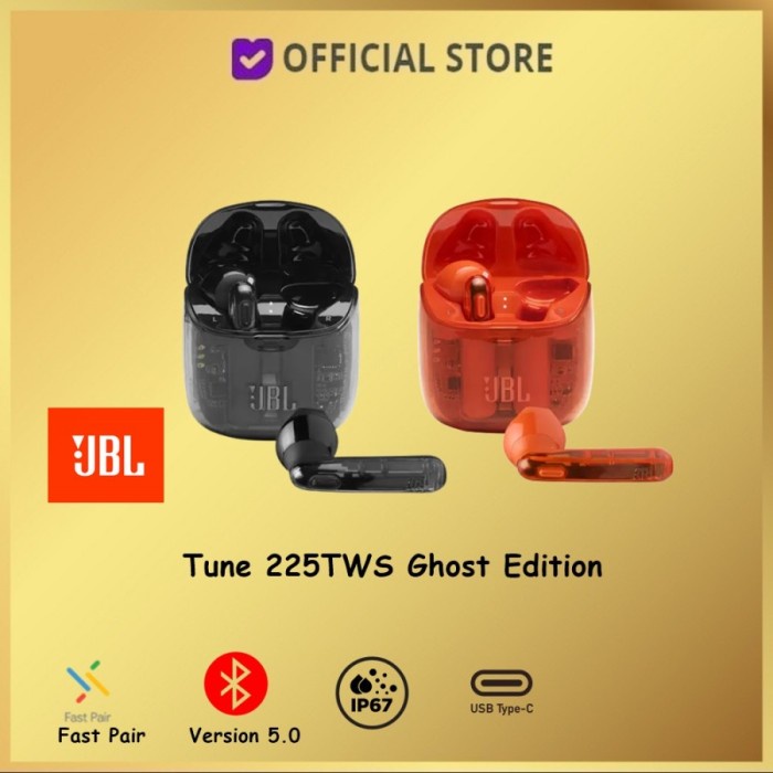 JBL Tune 225 / T 225 T225 TWS Ghost Edition True Wireless Earphones Garansi Resmi