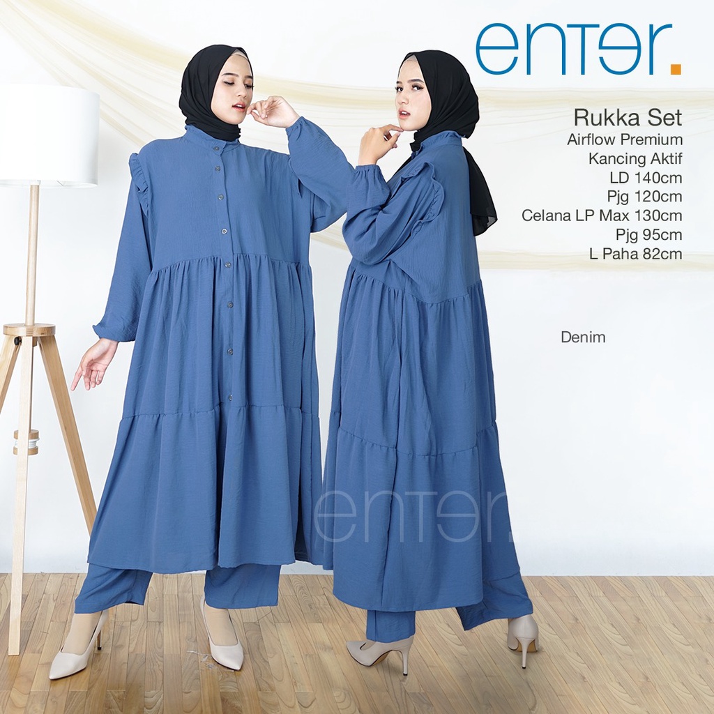 Set wanita jumbo polos LD 140 mat airflow premium setelan one set big size terbaru murah Ori Enter | Rukka Deven-Rukka denim