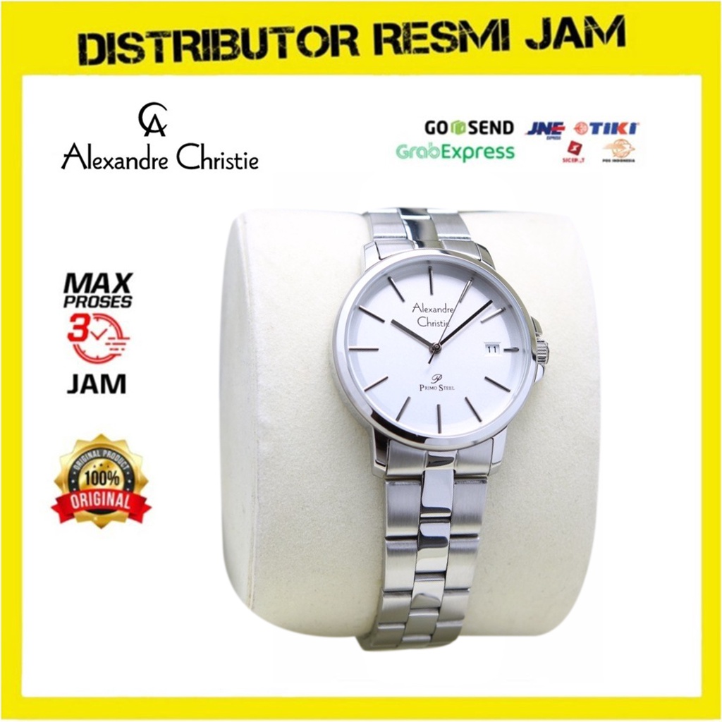 Jam Tangan Wanita Alexandre Christie AC1032 AC 1032 Silver White