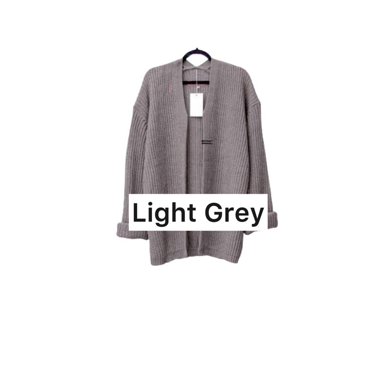 KARDIGAN RAJUT WANITA OVERSIZED / LOOCY POCKET CARDIE OVERSIZED PREMIUM-Grey