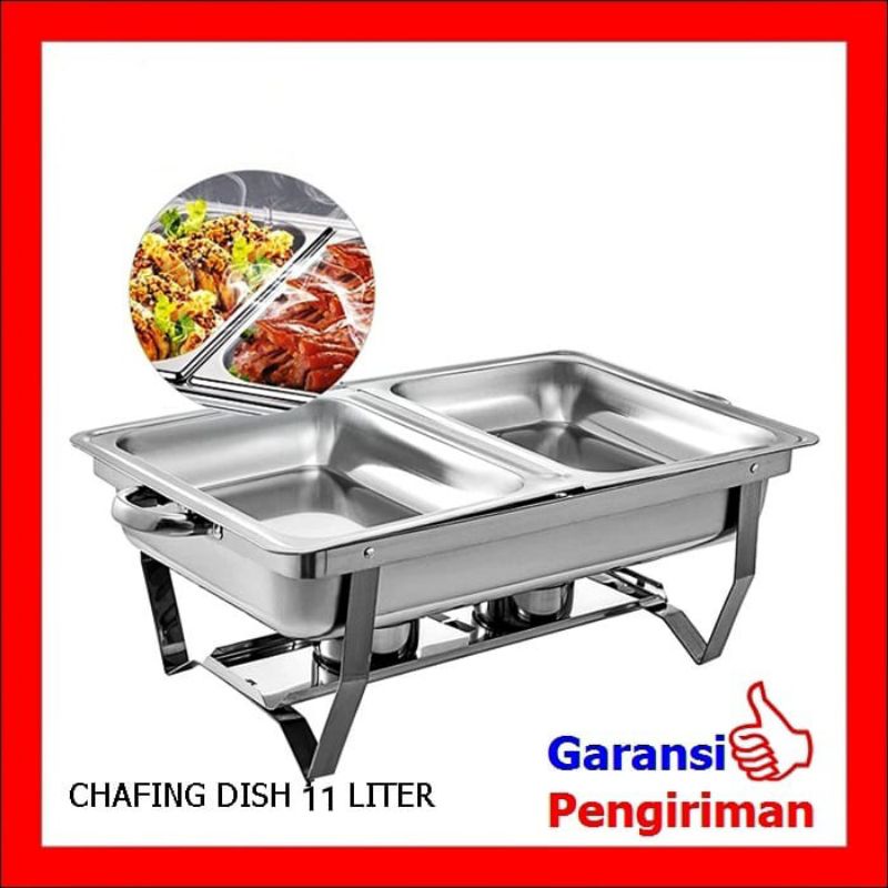 Chafing dish 1 sekat,2 sekat 11 Liter / tempat pemanas makanan, Sayur , tempat prasmanan ,wadah saji