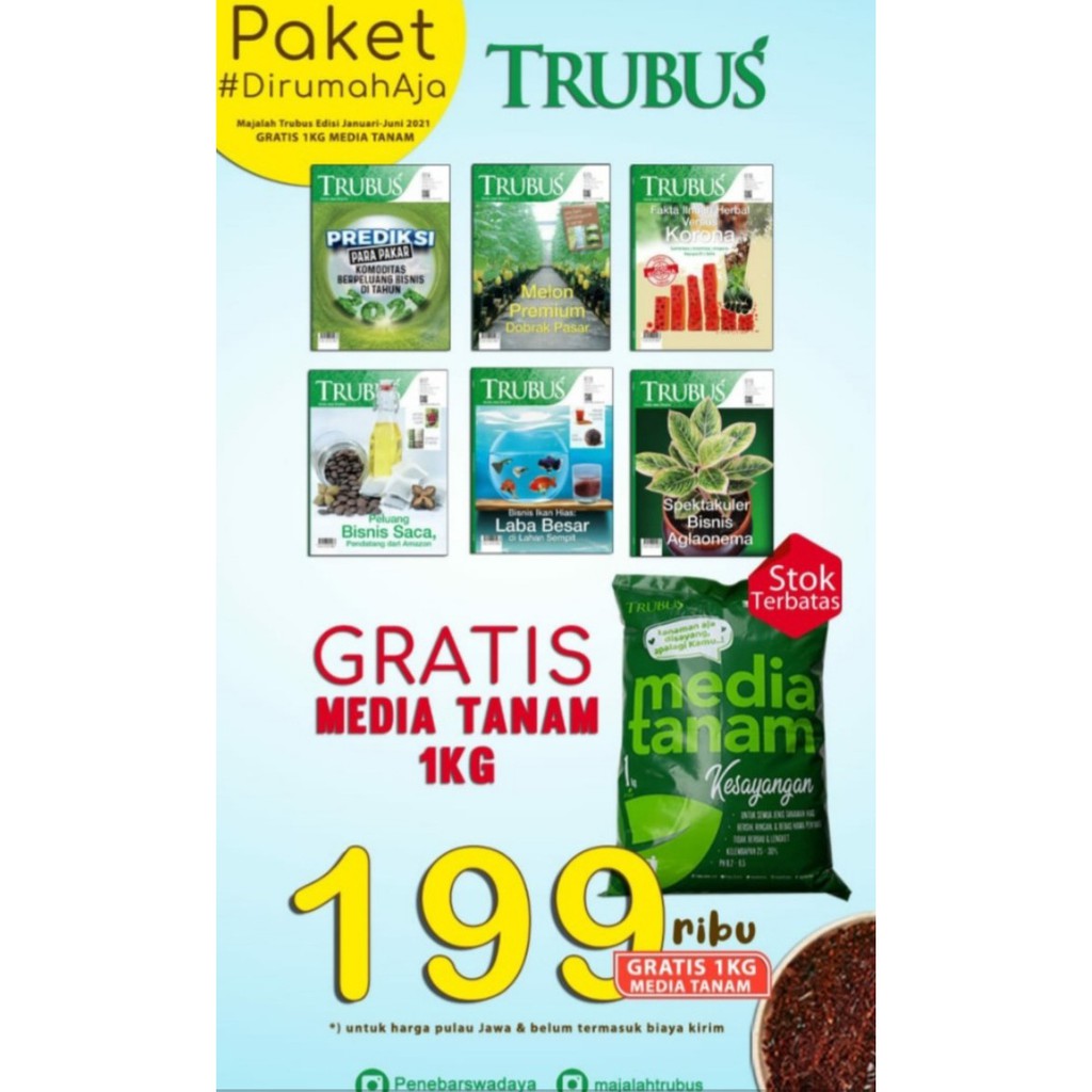 BUNDLING 6 MAJALAH TRUBUS EDISI JANUARI-JUNI 2021 (FREE MEDIA TANAM 1KG)