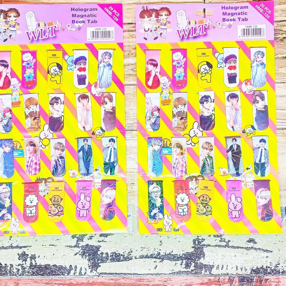 

[TERLARIS] PROMO !!! PEMBATAS BUKU MAGNET 1 SET ISI 20 BTS BT21 / PEMBATAS MAGNET STICKY NOTE BOOKMA