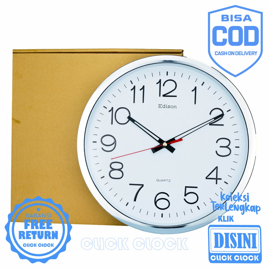 Jam Dinding Kantor Jamdinding Polos Minimalis Wall Clock EDISON EDW - 28 - TCH