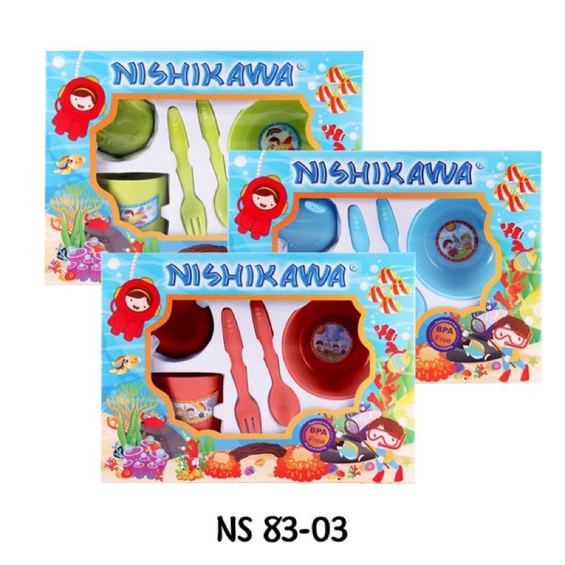 Nishikawa Feeding Set Kecil / Tempat Makan Bayi Set / Tempat Makan Bayi Murah / Gift Set Tempat Maka