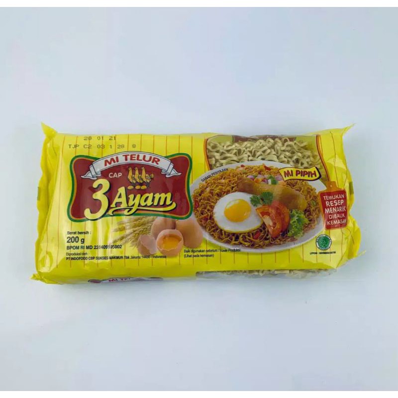 Mie Telur Cap 3 Ayam( Kuning ) 200gr