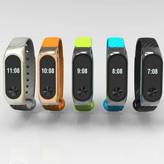 New Gelang Karet Silicon Xiaomi Mi Band 2 Carbon Metal Frame Rare Item - Abu-Abu Muda Promo