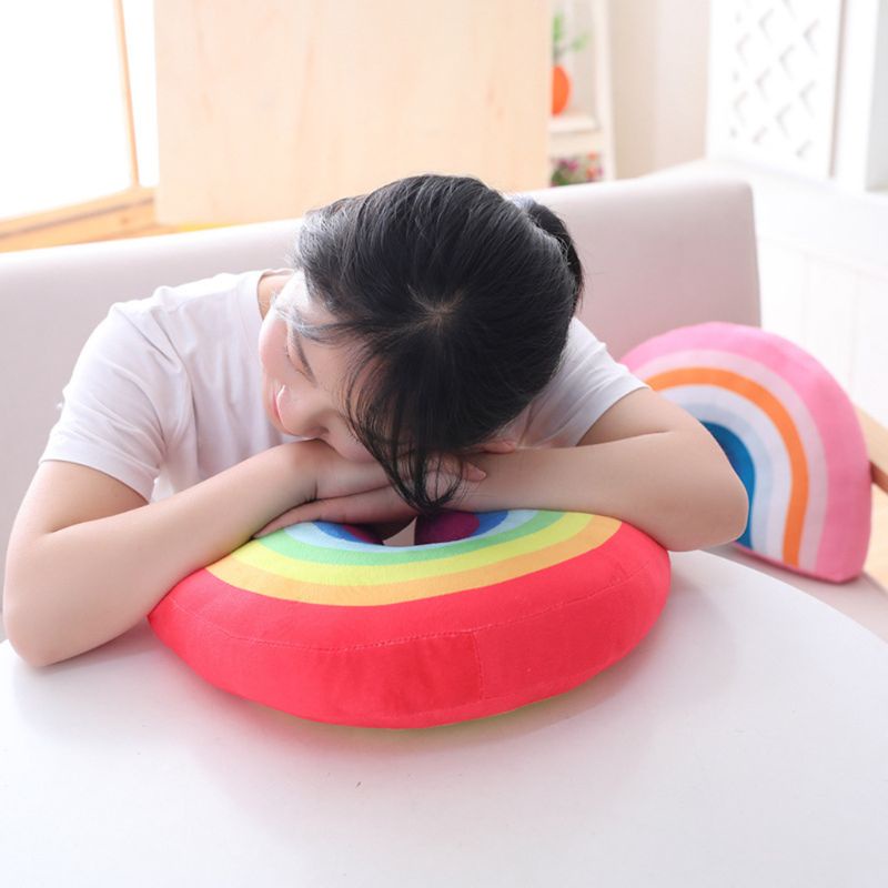 Mary Kids Rainbow U Shape Pillow Bantal Leher Untuk Penopang Kepala Tidur Mainan Mewah Dekorasi Kamar Anak