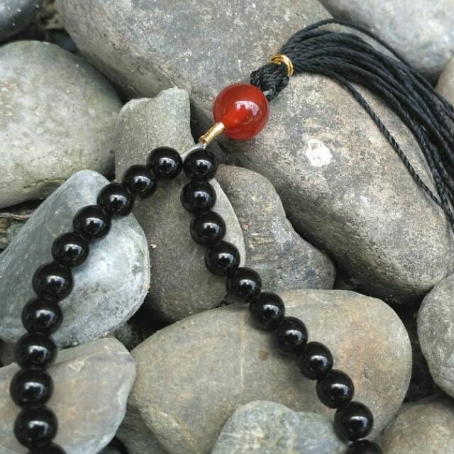 Tasbih Wanita 33 Butir Batu Natural Black Agate