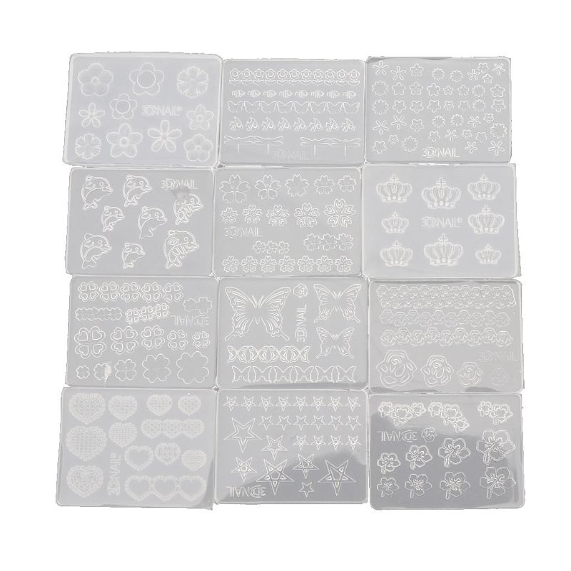 SIY  12Pcs Mini Size Nail Art Silicone Mold Leaves Flower Animals Template Acrylic Gel Tools Resin Mold Jewelry Making Tools