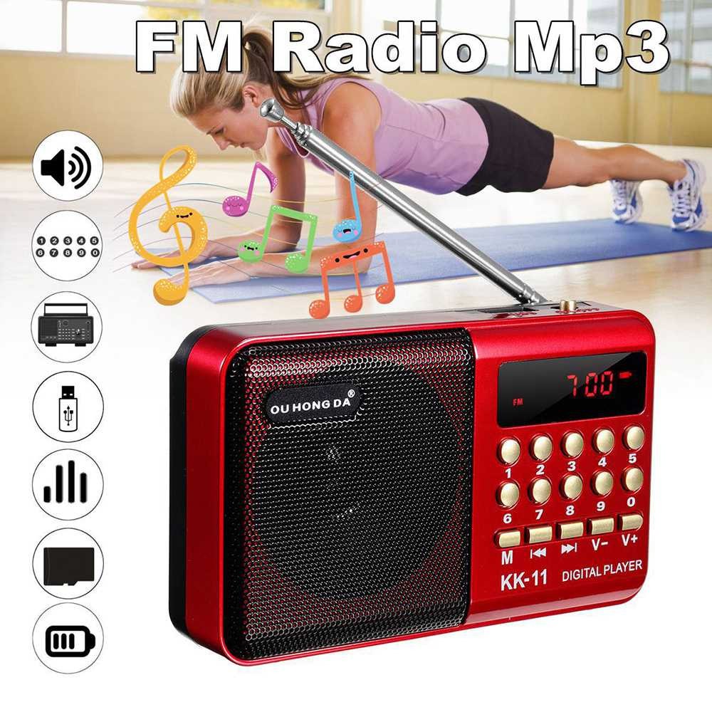 Bergaransi ! OU HONG DA W405 Portable FM Radio Player TF Card - K11