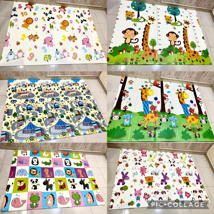 Tikar - Tikar Lipat Playmate Anak-Anak Bayi Motif Dua Sisi Bahan Berkualitas