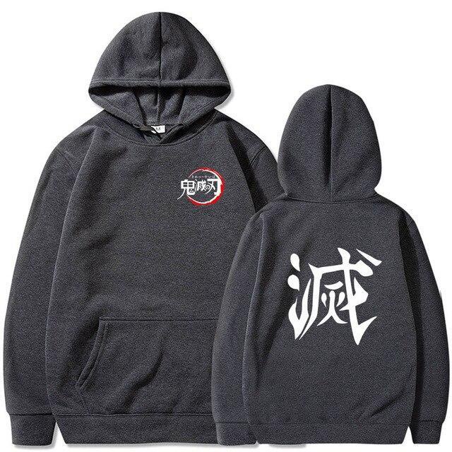 Sweater Anime DEMON SLAYER Oblong / Hoodie DESTROY KANJI SIMBOL Jumper Pria Wanita Size S M L XL XXL XXXL