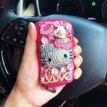 DOMPET KOTAK // Gantungan Kunci Mobil DAD crown chanel bling blink impor kulit hello kitty