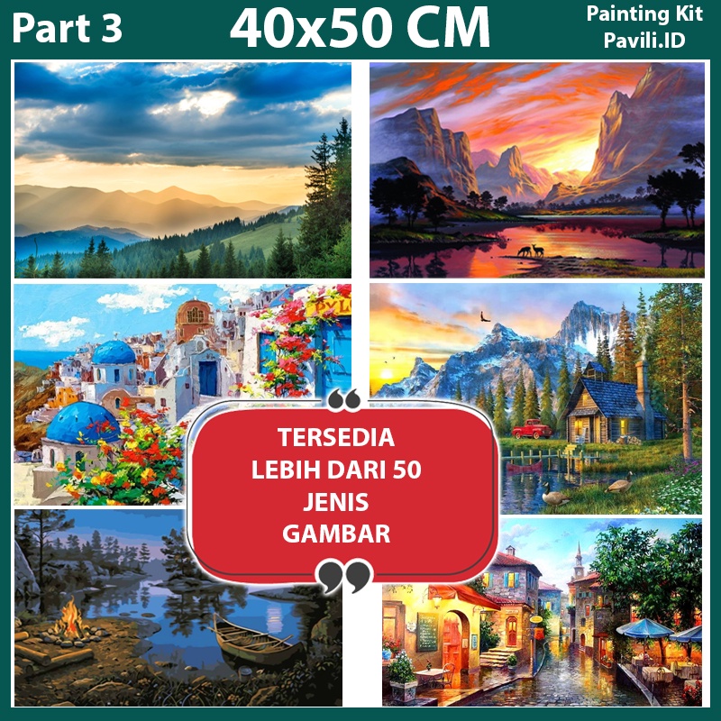 

DIY Painting Paint By Numbers Canvas Lukis Set Include FRAME TERPASANG Kuas & Tinta【 40x50cm 】