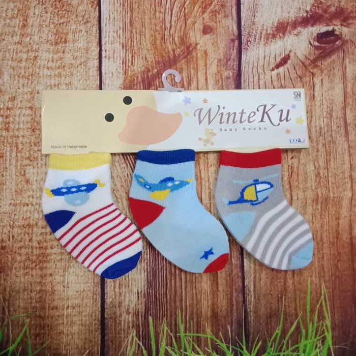 Makassar ! Kaos Kaki Bayi Winteku Motif MIXED isi 3 LBR ( 0.-3 BLN )