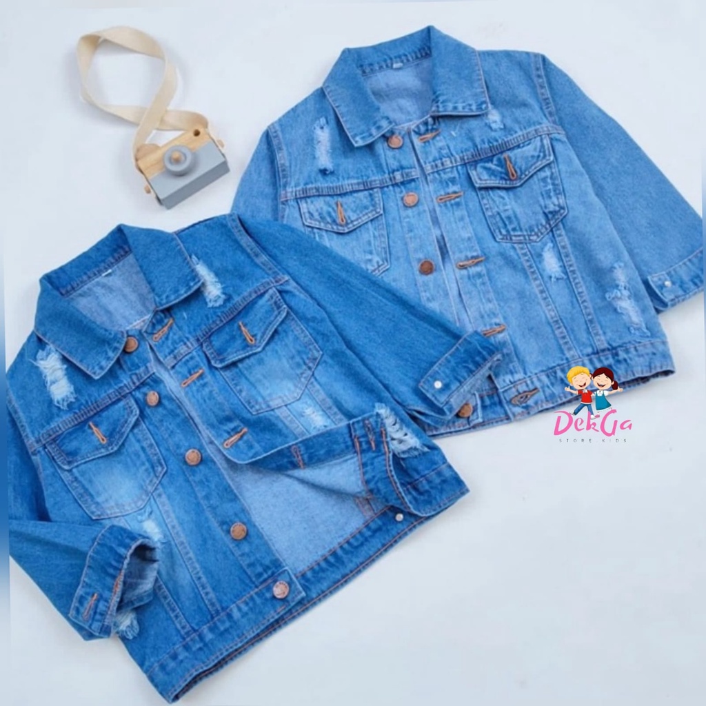 couple jaket jeans Ripped / jaket couple dewasa anak jaket jeans anak ripped