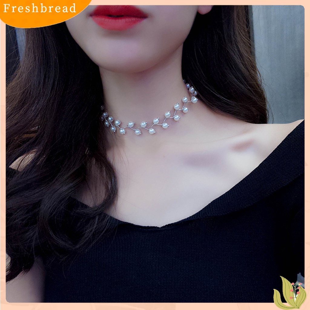 [Fresh] Kalung Choker 2 Layer Aksen Mutiara Imitasi untuk Wanita / Pesta Cocktail / Hadiah