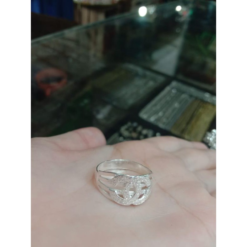 Cincin channel pasir dewasa perak murni