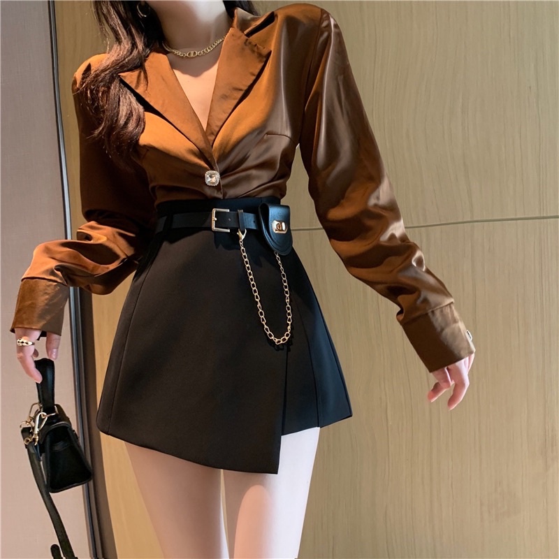 SKORT MINI SKIRT FREE BELT HIGHWAIST IMPORT WANTA ROK MINI MX607