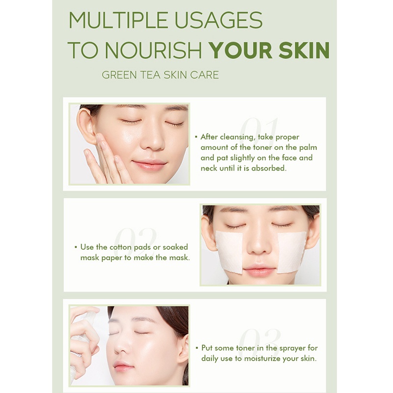 Green Tea Moisturizing Clear Toner Spray Hydrating Moisturizing Moisturizing Refreshing Skin Rejuvenation Spray