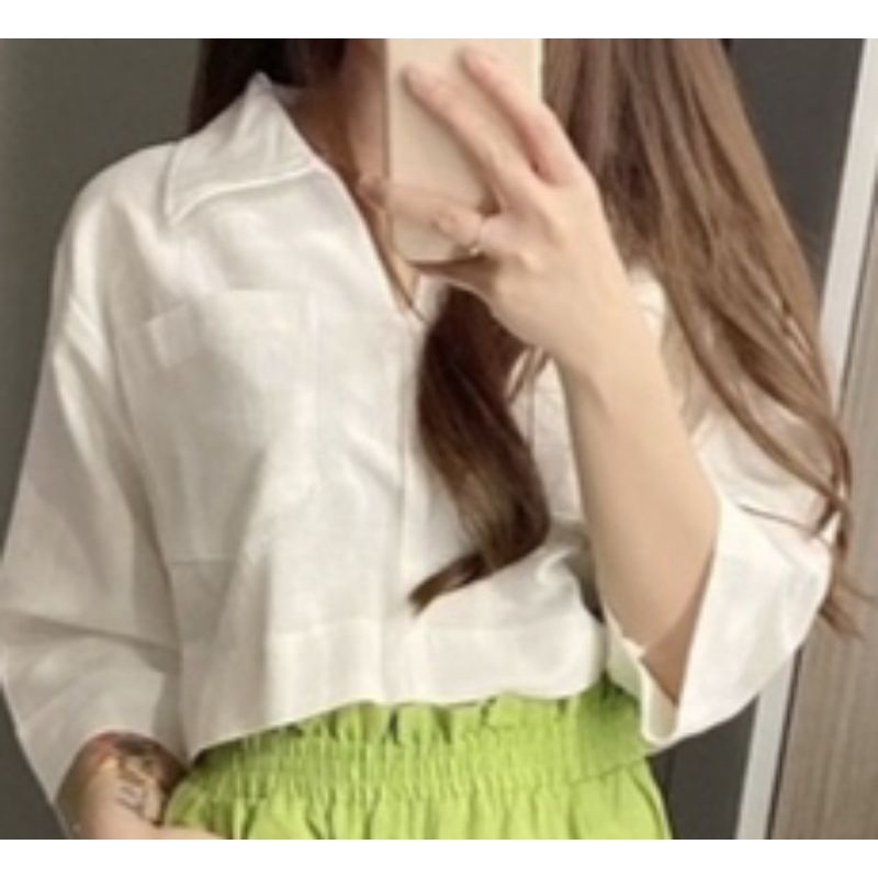 2239 ndudshop Naomi set-Atasan putih