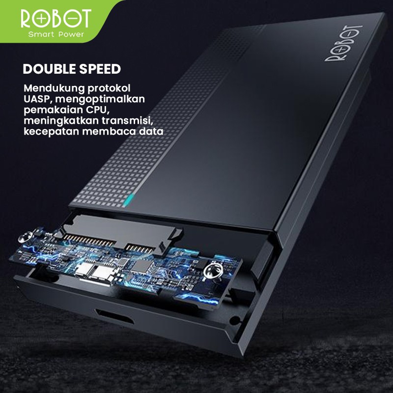 Robot External Hard Disk Case RSHD10 2.5 Inch SATA USB 3.0 HIGH SPEED DATA TRANFER - Garansi Resmi 1 Tahun