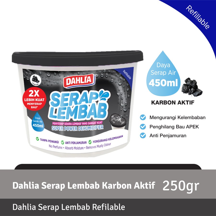 Dahlia Serab Lembab dan bau dengan Karbon Aktif 250 gram bisa Efektif Serap Air 450ML - Hitam