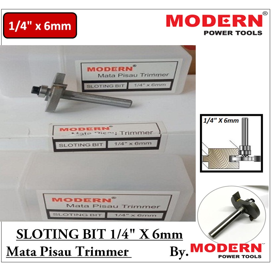 SLOTING BIT MATA PROFIL KAYU MATA TRIMMER ROUTER LUBANG PANEL KAYU 6MM