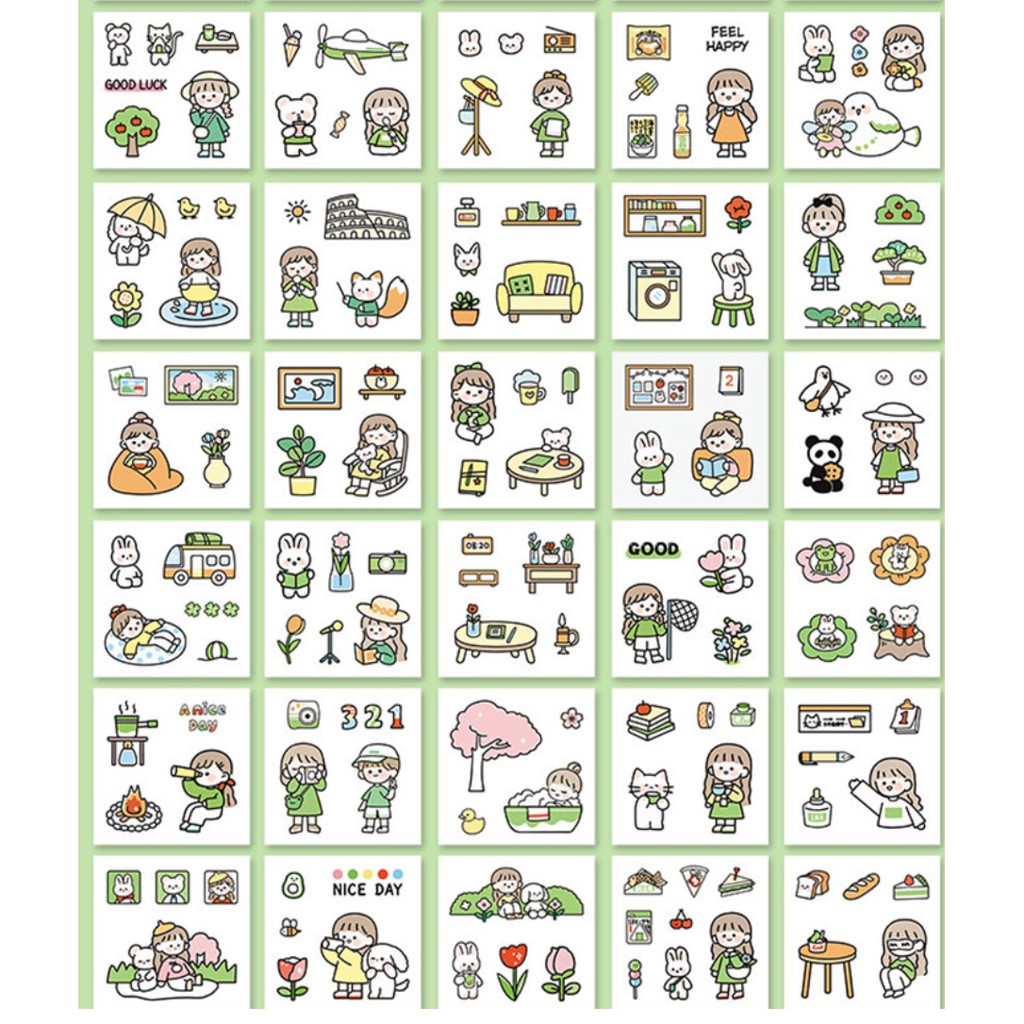 [Bisa COD] STIKER TUMBLR AESTHETIC SET/ Stiker Pack Aesthetic /Stiker Hp Laptop/ Sticker Tumblr 1PCS-Happyday Sage Green
