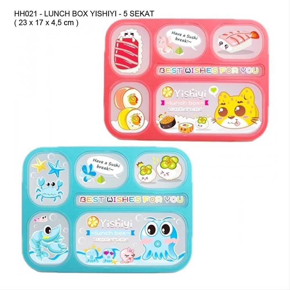 Kotak Makan Anti Bocor - Lunch Box Yishiyi 589 - 5 sekat Diskon