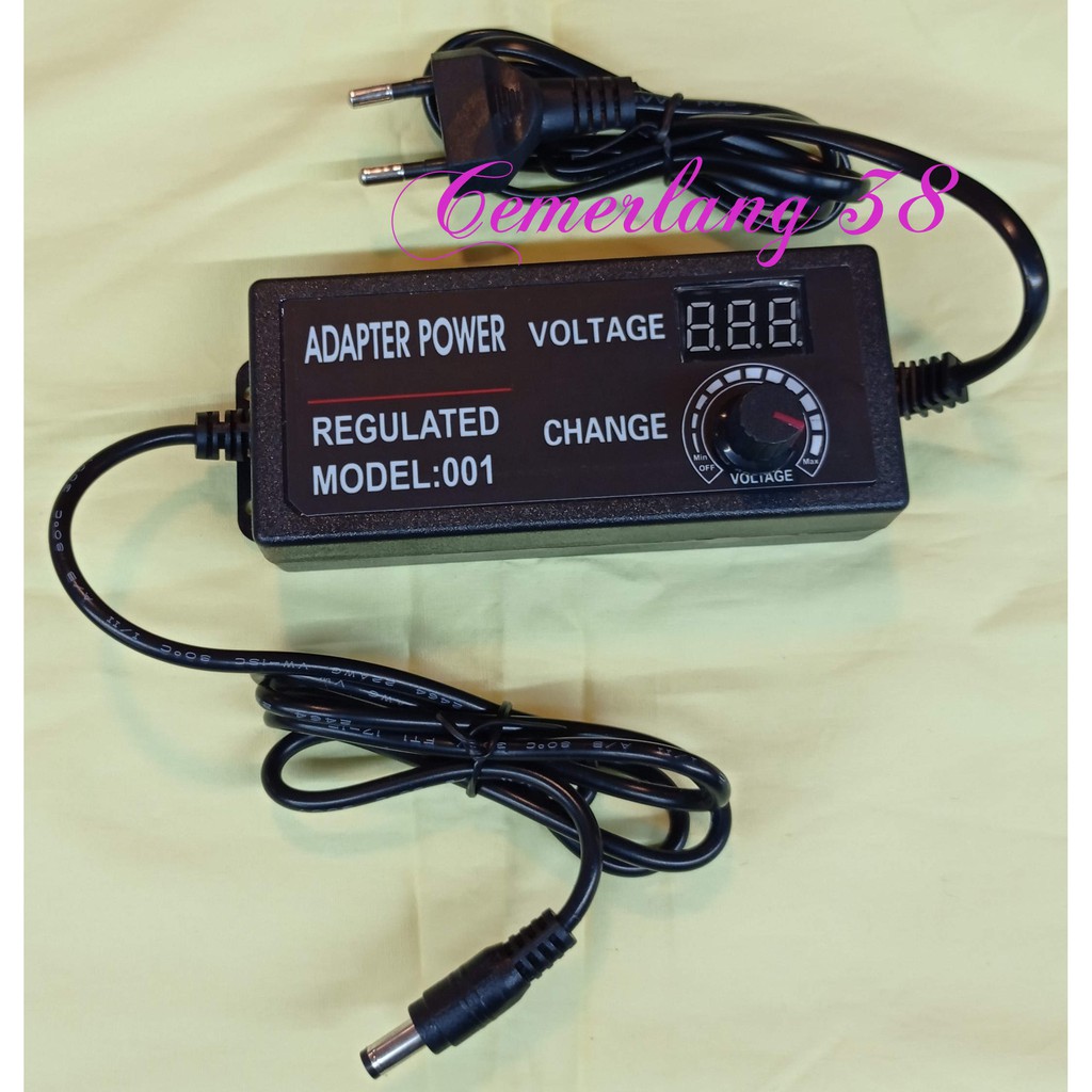 ADAPTOR ADJUSTABLE POWER SUPPLY DC 3V - 24V 3A 72W VOLT LED DISPLAY
