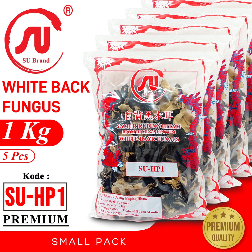 

SU Brand Jamur Hitam Putih / White Back Fungus 1 Kg x 5pcs