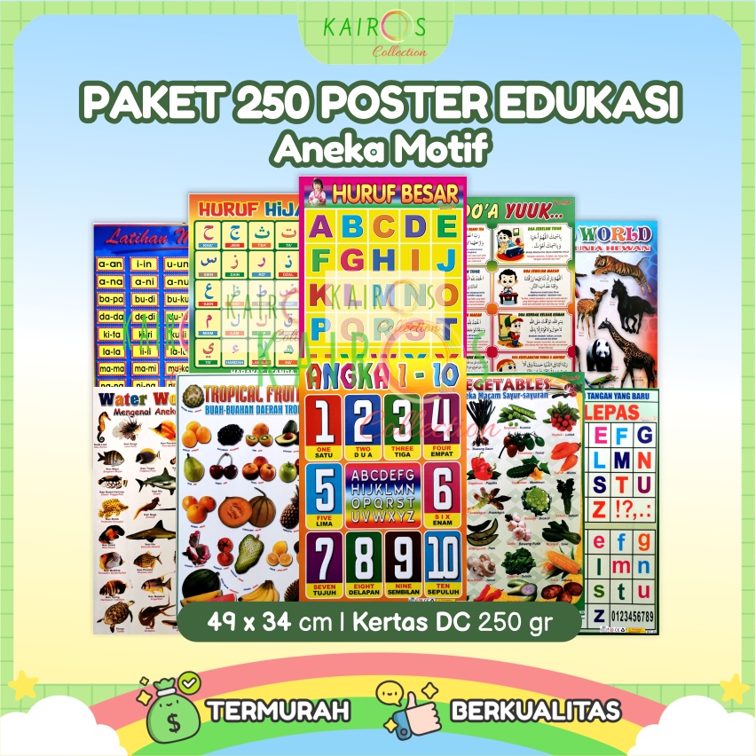 Poster Edukasi Belajar Anak Isi 250 Pcs