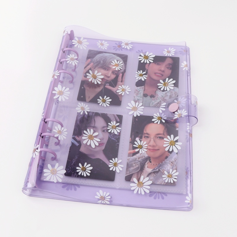 A5 A6 Daisy Transparent Jelly Purple Binder Album 6 Holes Photo Album Photocard Lomo Card Album Cover DIY journal Notebook