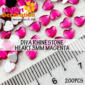 DEKORASI CLAY / RESIN / SLIME / NAIL ART RHINESTONE HEART 2.5 MM