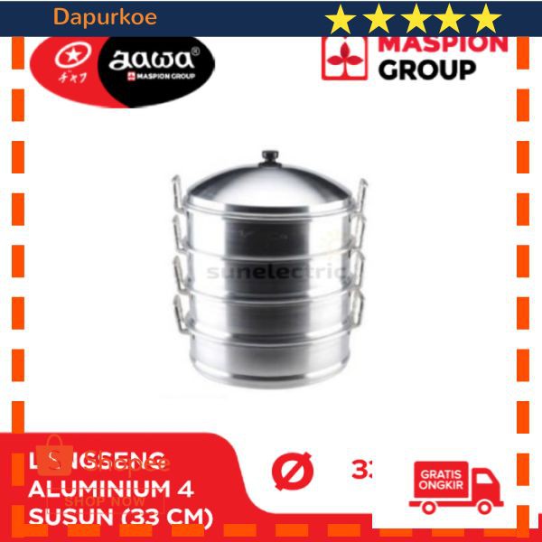 Murah Maspion Langseng / Steamer Aluminium 33cm Susun 4 - Silver Keren