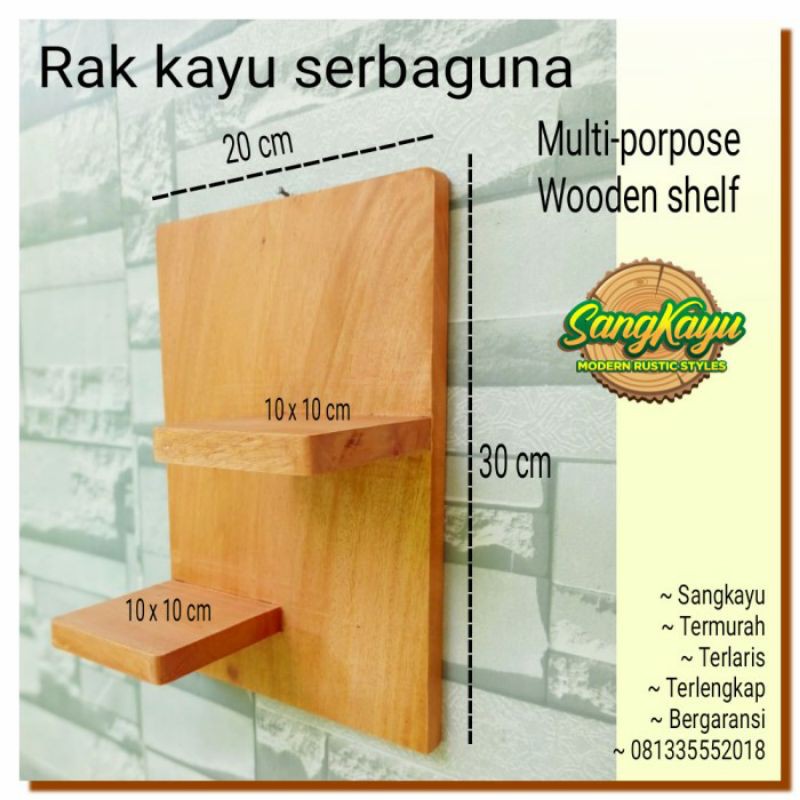 Rak dinding minimalis kayu 20x30 cm rak vas bunga dll Wooden shelves 2