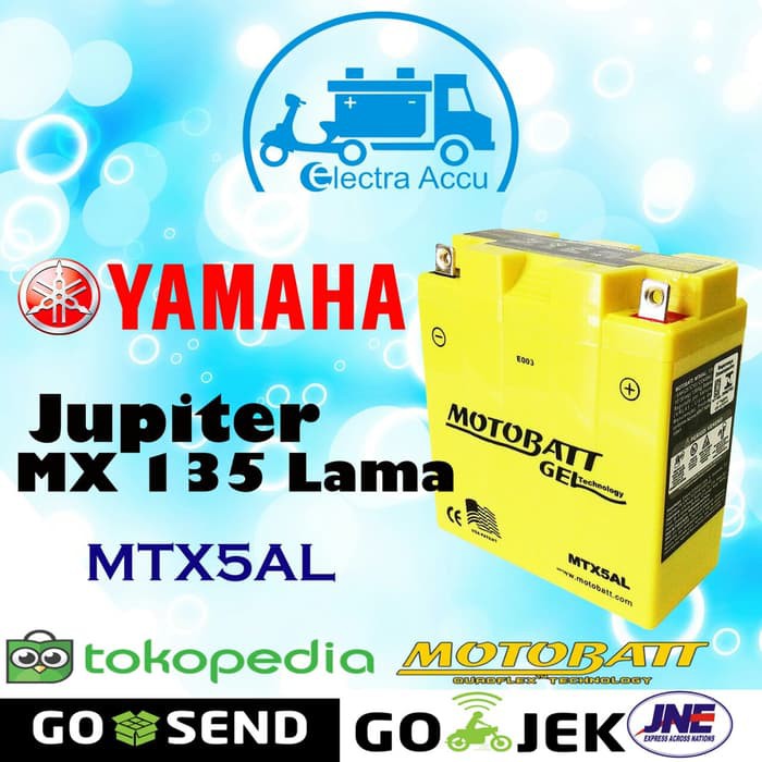 Aki Motor Yamaha Jupiter MX 135 lama Motobatt MTX5AL Aki Kering
