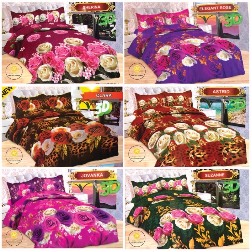 Sprei BONITA 180x200 Motif Terbaru Minimalis 3D Disperse (BISA COD)