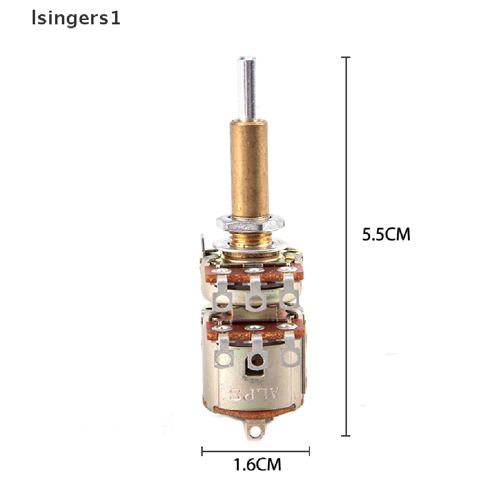 (lsingers1) Potentiometer Double Shaft 16 Tipe Dengan Saklar A50K B50K Panjang 30mm