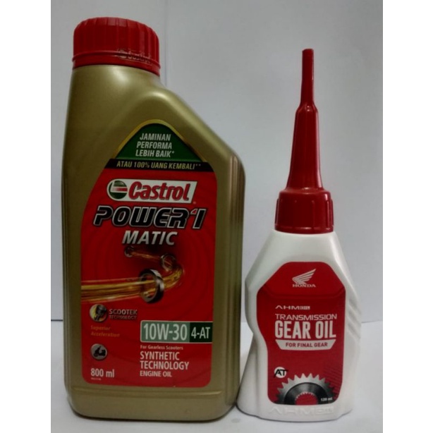 PAKET OLI CASTROL POWER 1 MATIC SAE 10W-40 .0.8 lt + oli GEAR AHM HONDA