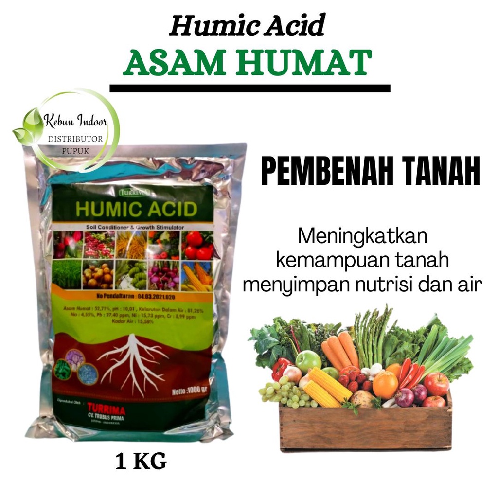 Humic Acid Asam Humat 1000gr, Pupuk Organik Pembenah Tanah Media Tanam Anggur
