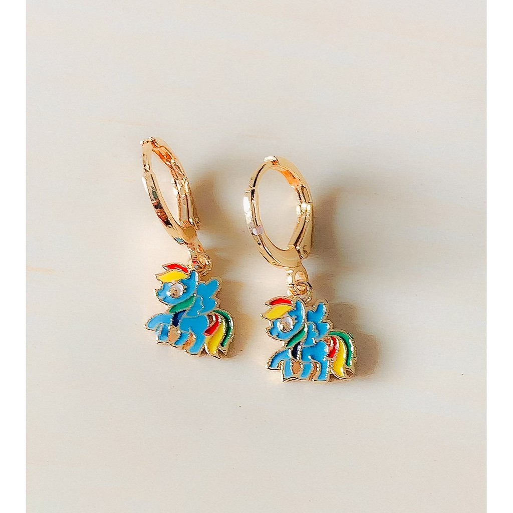 Anting Anak Poni Rainbow Blue Gold Xuping