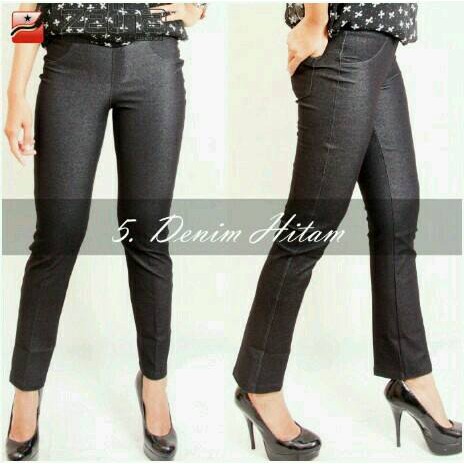 Celana Panjang Wanita Warna Denim Hitam Zetha Celana Kerja Legging Wanita Zetha Celana Olahraga