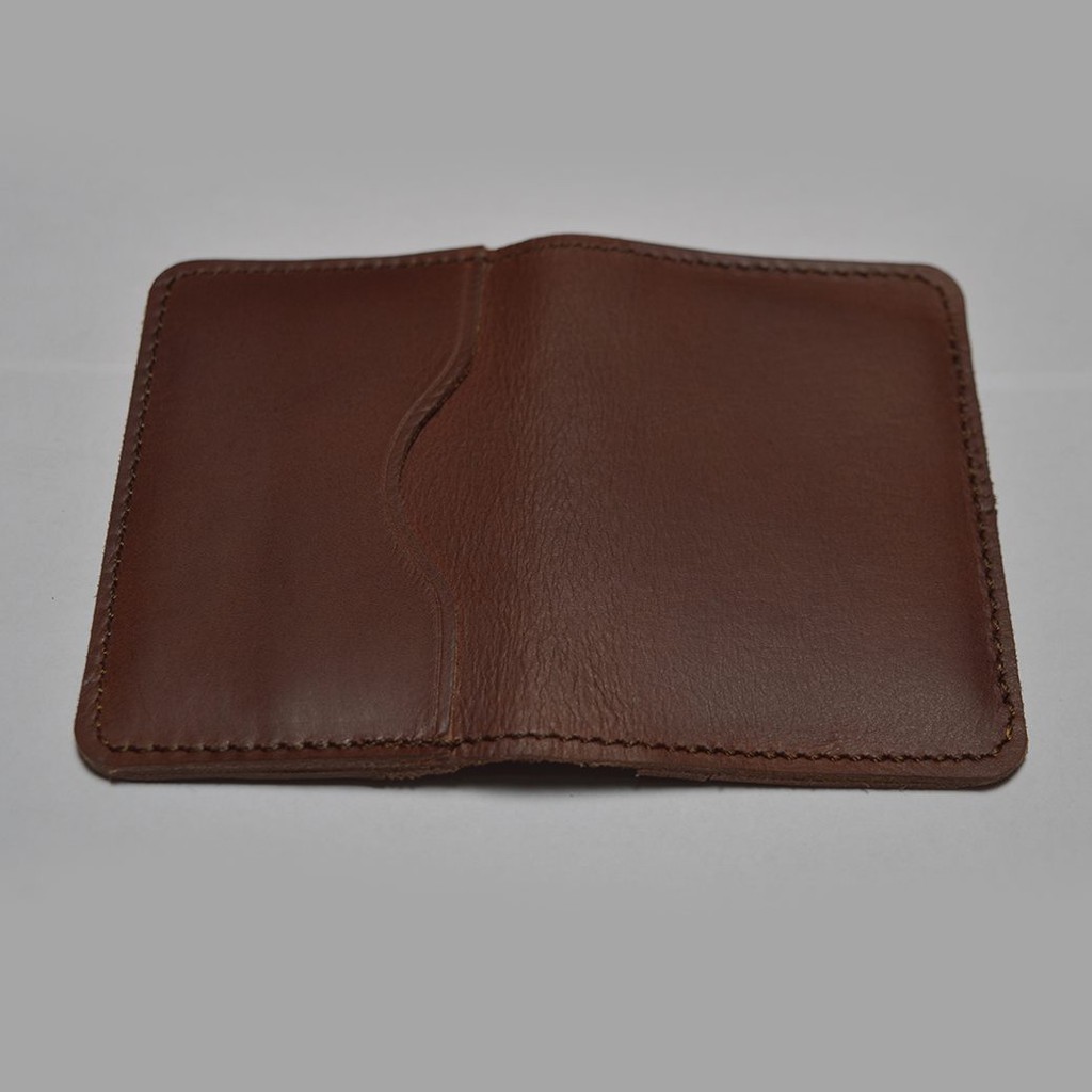 dompet kartu model lipat kulit asli - card wallet - slim wallet coklat