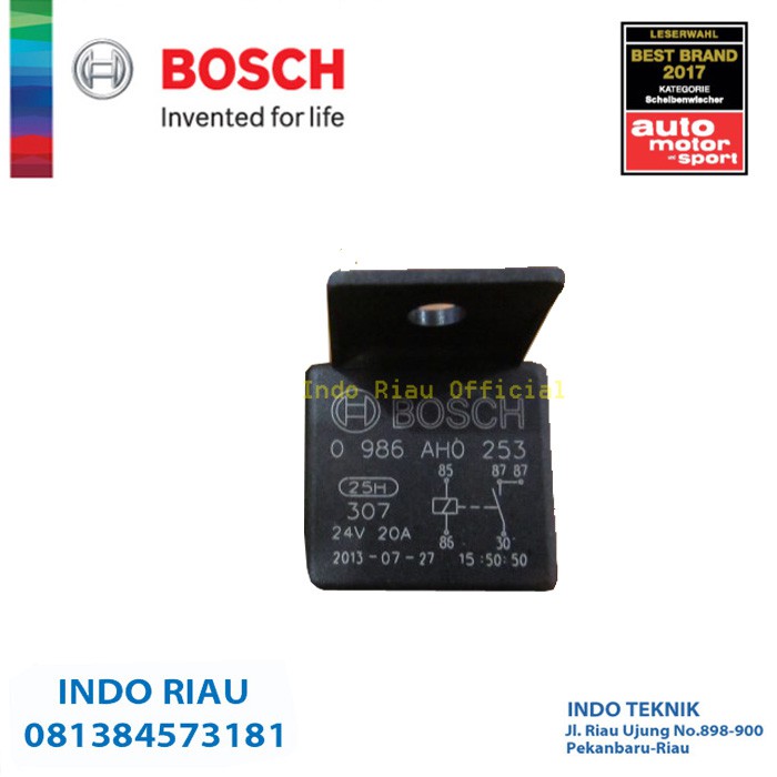 Relay 5 Kaki 24v 20a Asli Bosch Relay 5pins 24v 20a 0986ah0253