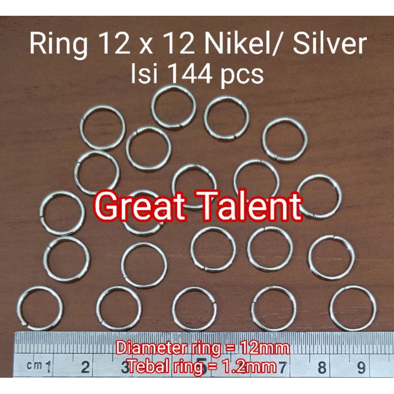 144 pcs Ring 12 x 12 - Ring Diameter 12mm. Tebal Kawat 1.2mm - Ring Medali - Pengait Medali 12x12