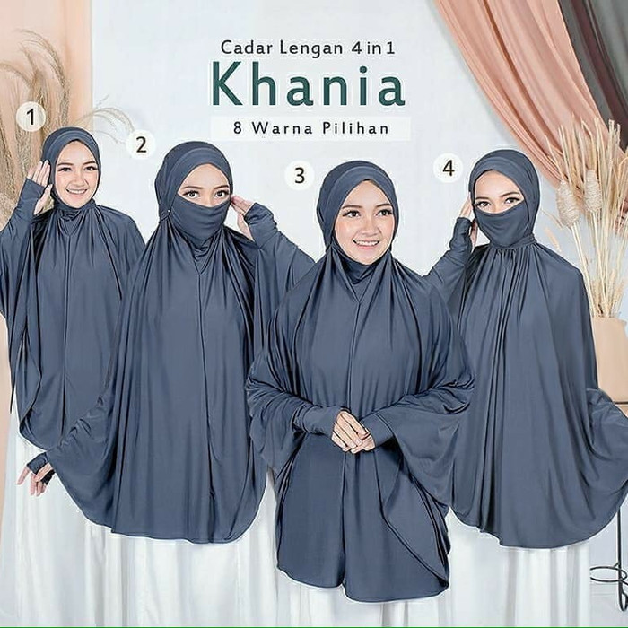 Jilbab Hijab Bergo Instan French Khimar Cadar Khania Lengan