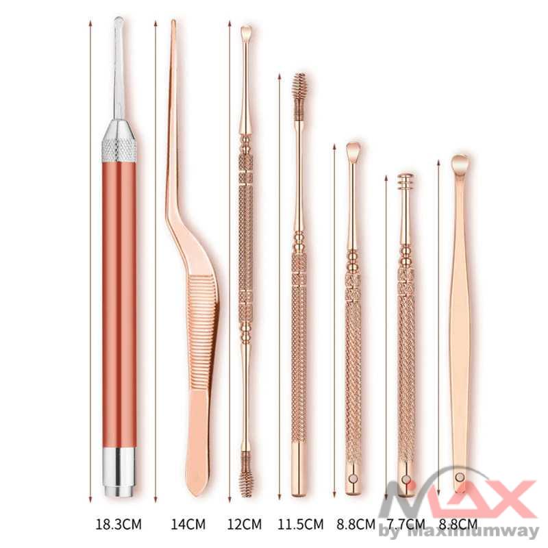 Pembersih Telinga Korek Kuping Ear Spoon LED 7 PCS perawatan wajah kecantikan Make up makeup